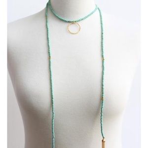 Turquoise beaded wrap necklace